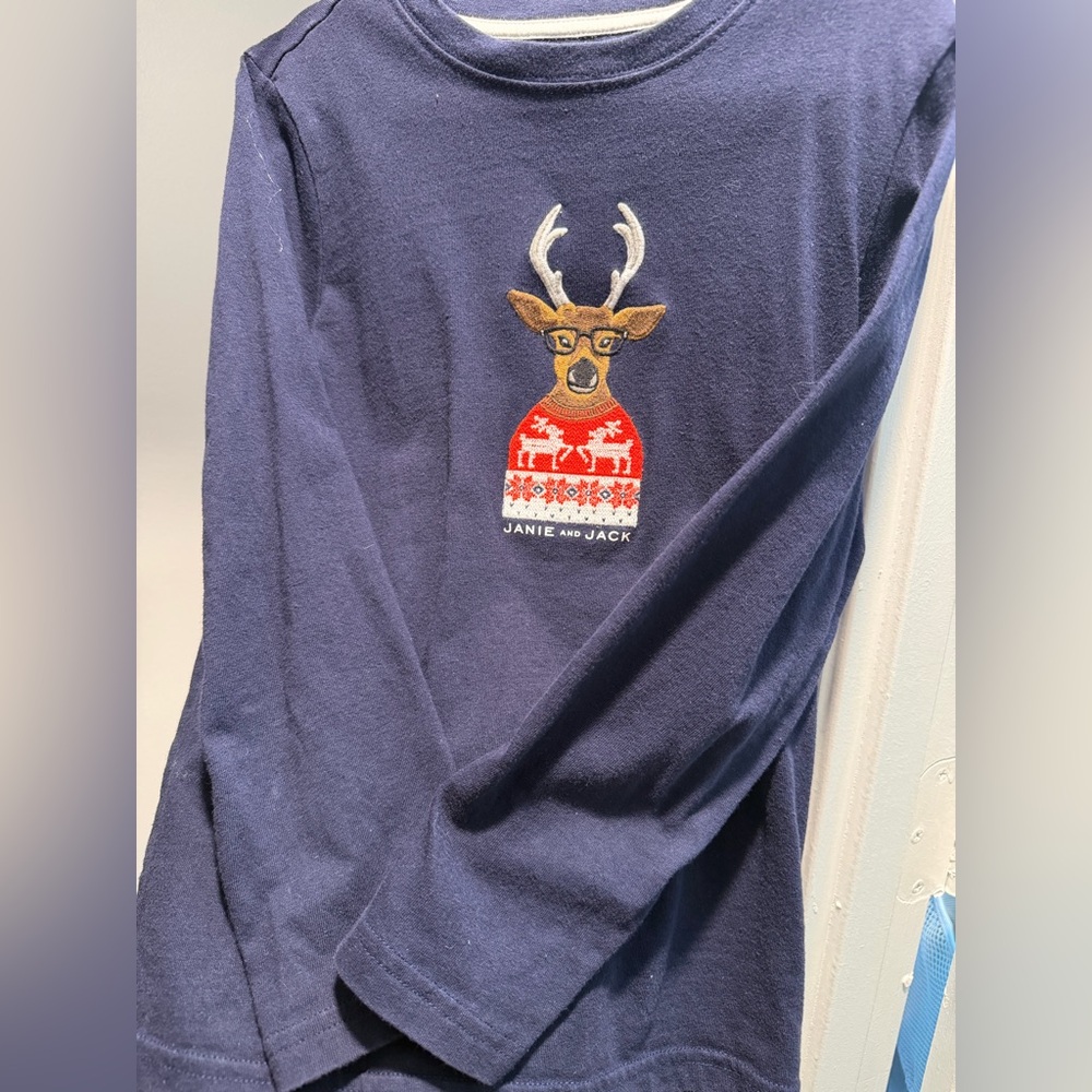 Janie and Jack Navy and White Logo Crew